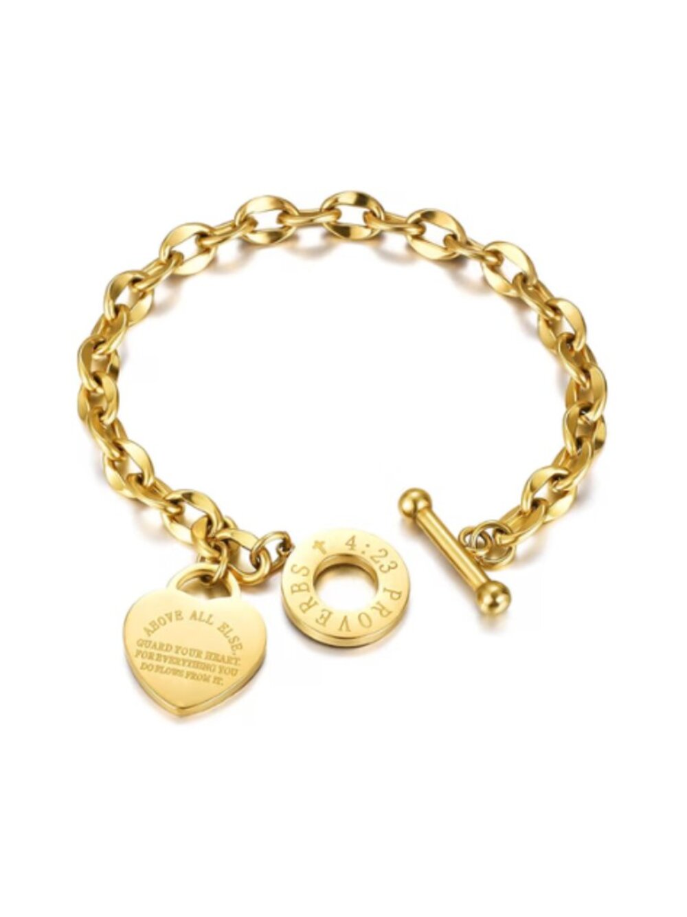 Women's Heart Charm Bracelet Bible Verse Bracelet Stainless Steel